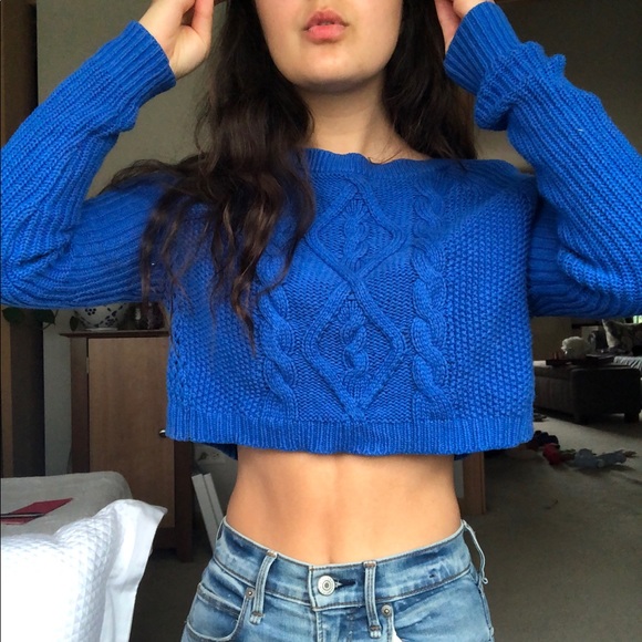royal blue cropped sweater